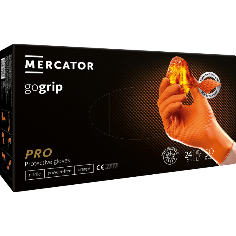 LUVAS GO GRIP LARANJA - TAM M (50UN)